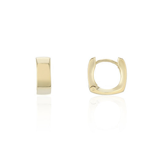 9K YELLOW GOLD SMALL SQUARE HUGGIE EARRINGS