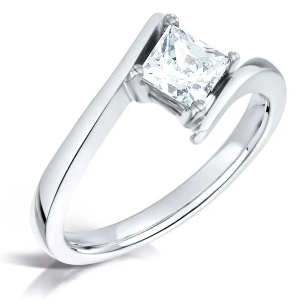 PRINCESS CUT DIAMOND SOLITAIRE TWIST ENGAGEMENT RING