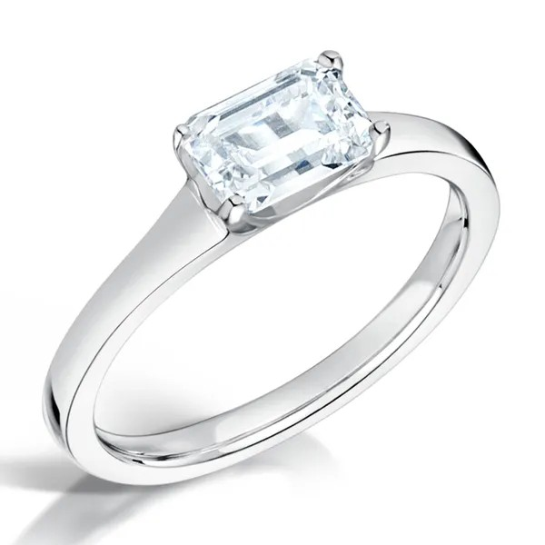 MODERN SOLITAIRE EMERALD CUT DIAMOND ENGAGEMENT RING