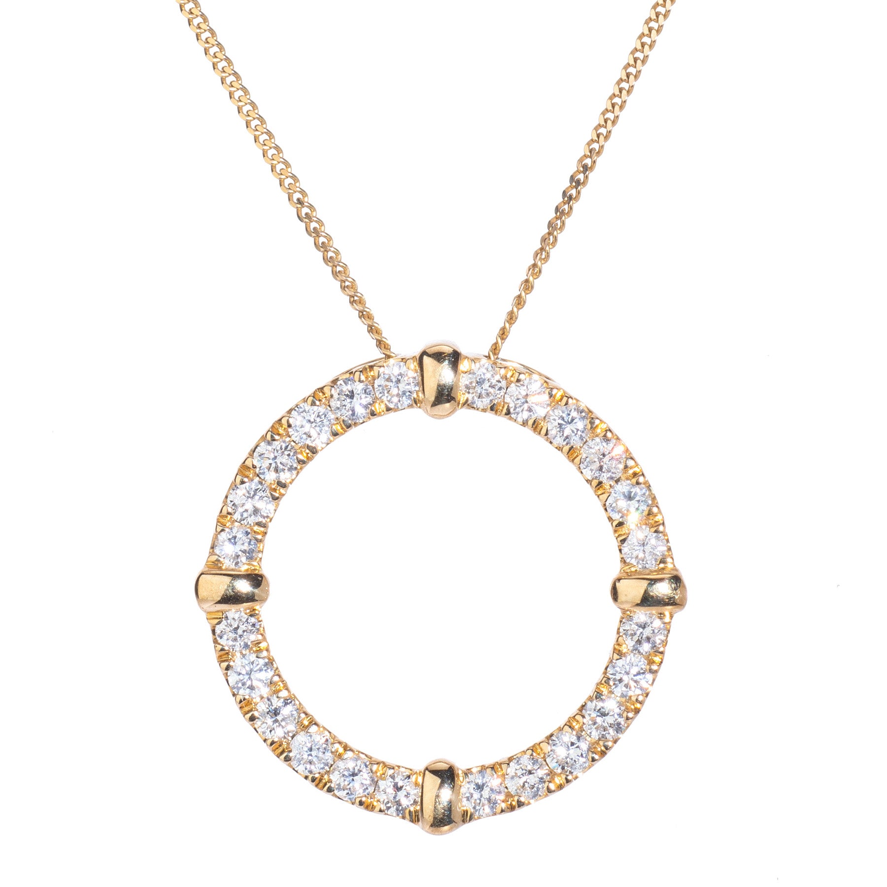 Circle of life pendant diamond set yellow gold necklace Harrogate jewellery Fogal and barnes 