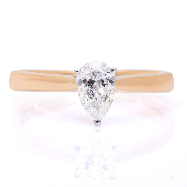 PEAR DIAMOND SOLITAIRE YELLOW GOLD ENGAGEMENT RING