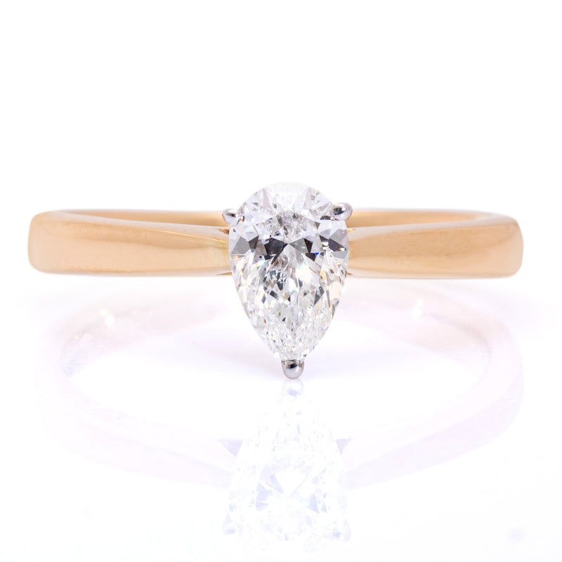 PEAR  CUT DIAMOND SOLITAIRE  ENGAGEMENT RING IN YELLOW GOLD