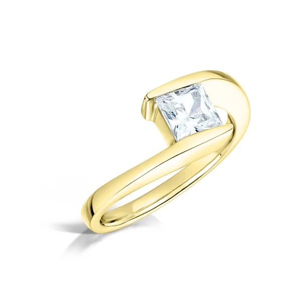 MODERN TWIST PRINCESS CUT DIAMOND SOLITAIRE  ENGAGEMENT RING