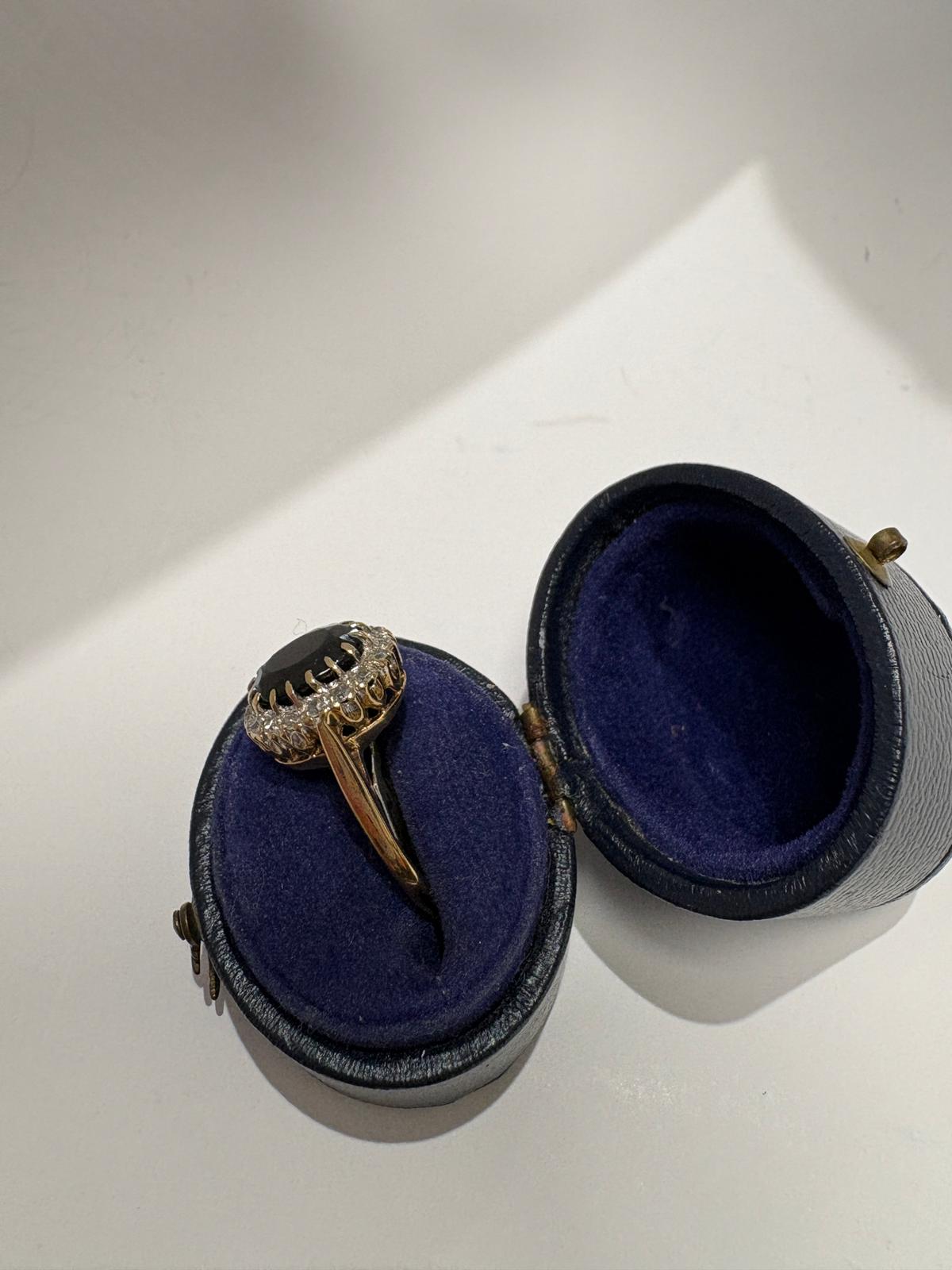 oval sapphire and diamond cluster second hand gold ring fogal and barnes harrogate 