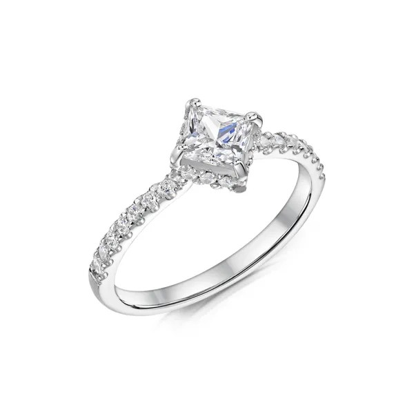 HIDDEN HALO PRINCESS CUT DIAMOND ENGAGEMENT RING