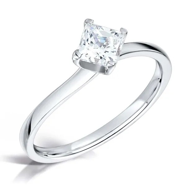 PRINCESS CUT DIAMOND TWIST SOLITAIRE  ENGAGEMENT RING