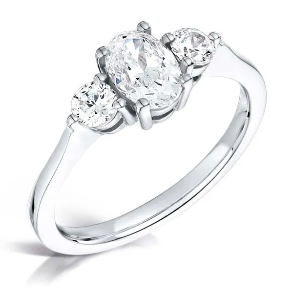 OVAL CUT DIAMOND TRILOGY  ENGAGEMENT RING