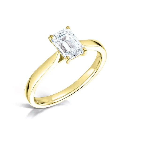 EMERALD CUT DIAMOND SOLITAIRE  ENGAGEMENT RING