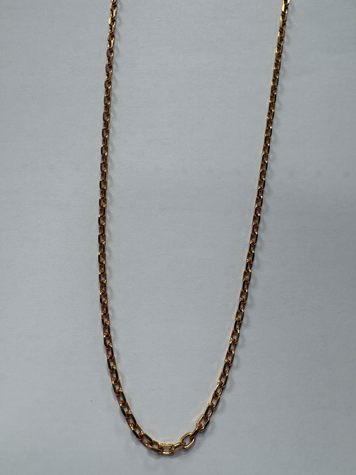 Pre-loved 18ct rose gold oval cable link chain necklace, flat lay