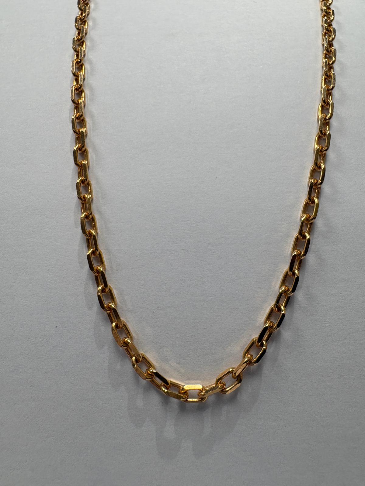 Pre-loved 18ct rose gold oval cable link chain necklace, full length view 2
