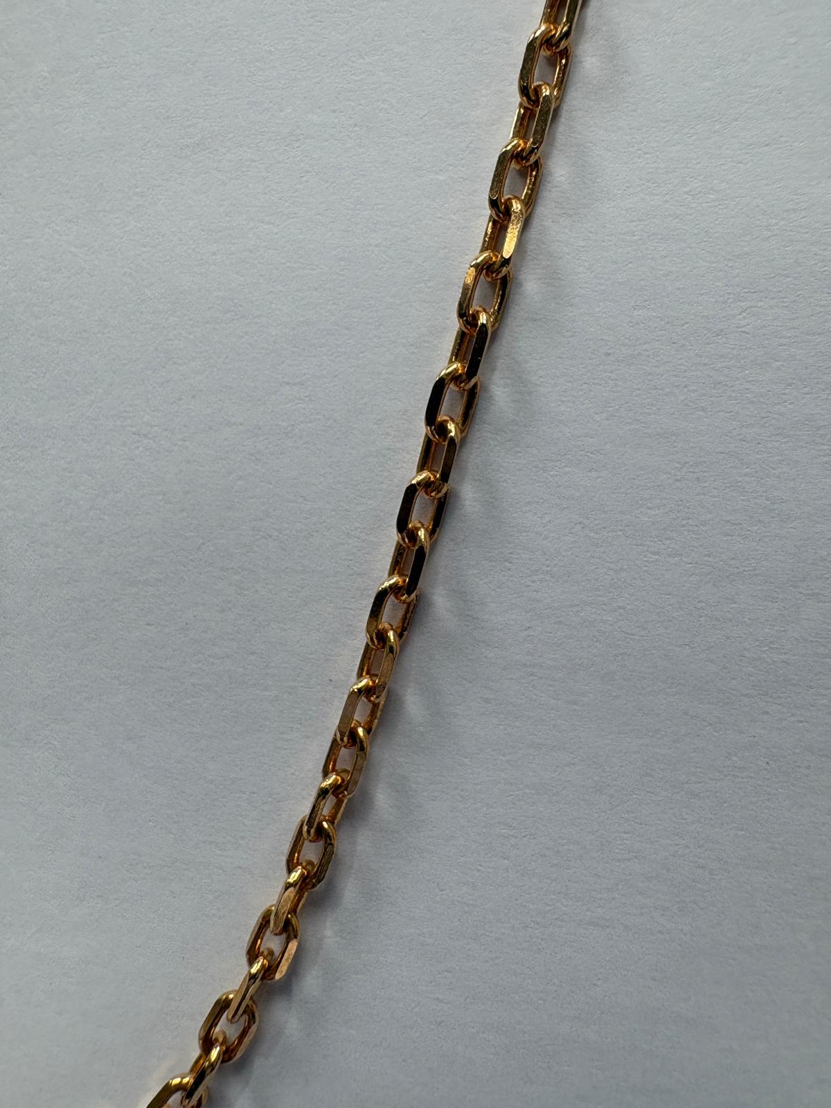 Pre-loved 18ct rose gold oval cable link chain necklace, full length view
