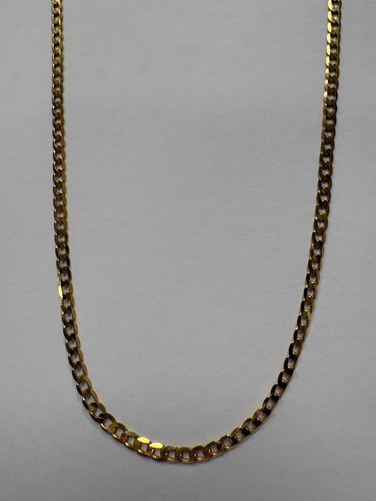 Pre-loved 18ct yellow gold flat curb chain necklace, 18 inches, full length view 2