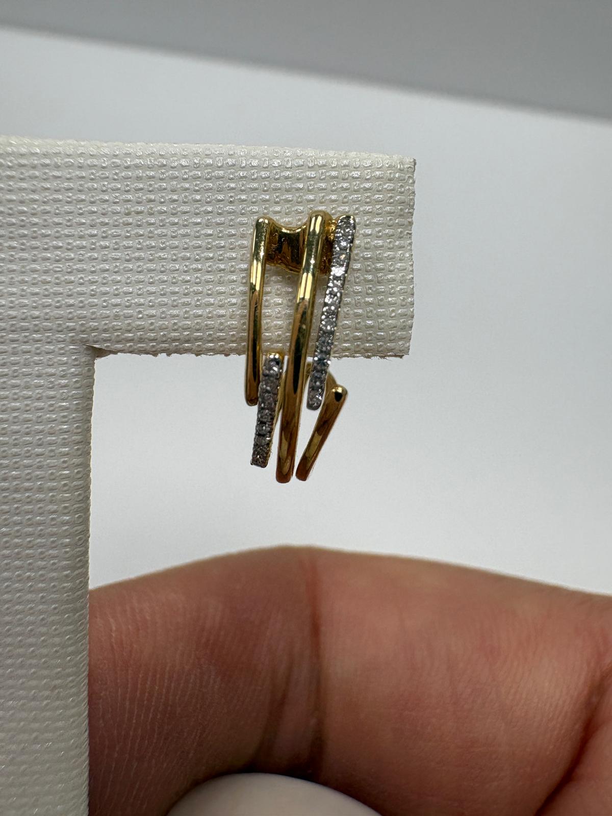pre-loved diamond hoop earrings, second hand 14ct gold earrings, gold diamond hoops, pre-owned gold earrings UK, triple row hoop earrings