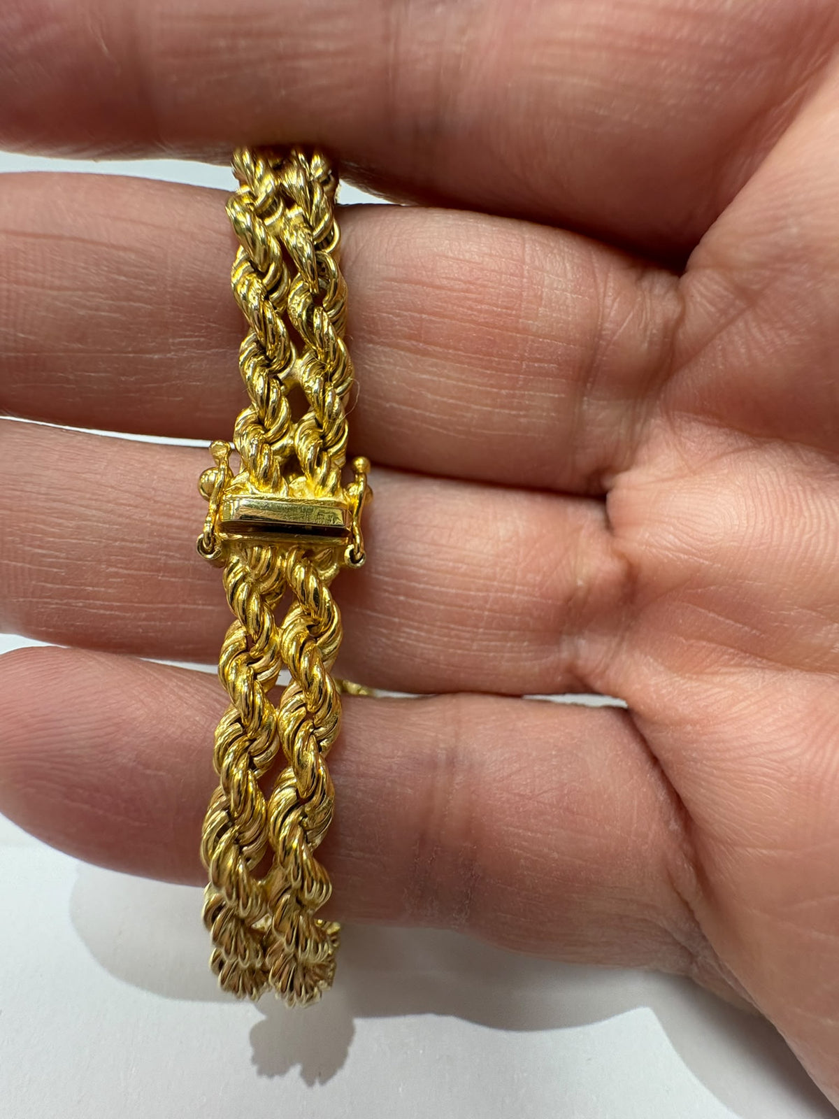 pre-loved gold bracelet, second hand 9ct gold bracelet, vintage rope chain bracelet, pre-owned gold bracelet UK, 9ct gold rope bracelet
