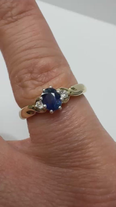 Second hand oval sapphire and diamond ring Harrogate Jewellers UK 