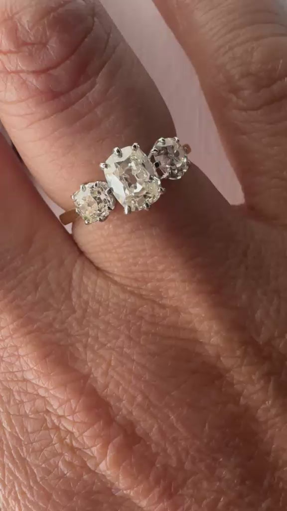 Diamond 1.62ct old mine cut engagement ring harrogate jewellers uk 18k yellow gold vintage piece 