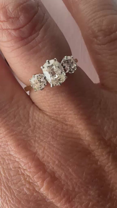 Diamond 1.62ct old mine cut engagement ring harrogate jewellers uk 18k yellow gold vintage piece 