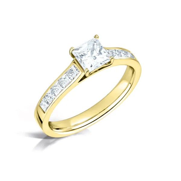 SOLITAIRE PRINCESS CUT DIAMOND BAND ENGAGEMENT RING