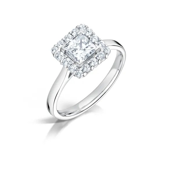 CLUSTER PRINCESS CUT DIAMOND ENGAGEMENT RING