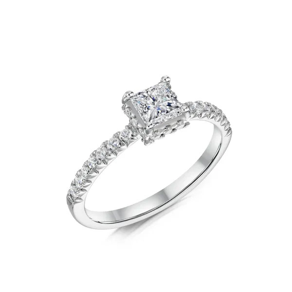 PRINCESS CUT DIAMOND HIDDEN HALO ENGAGEMENT RING