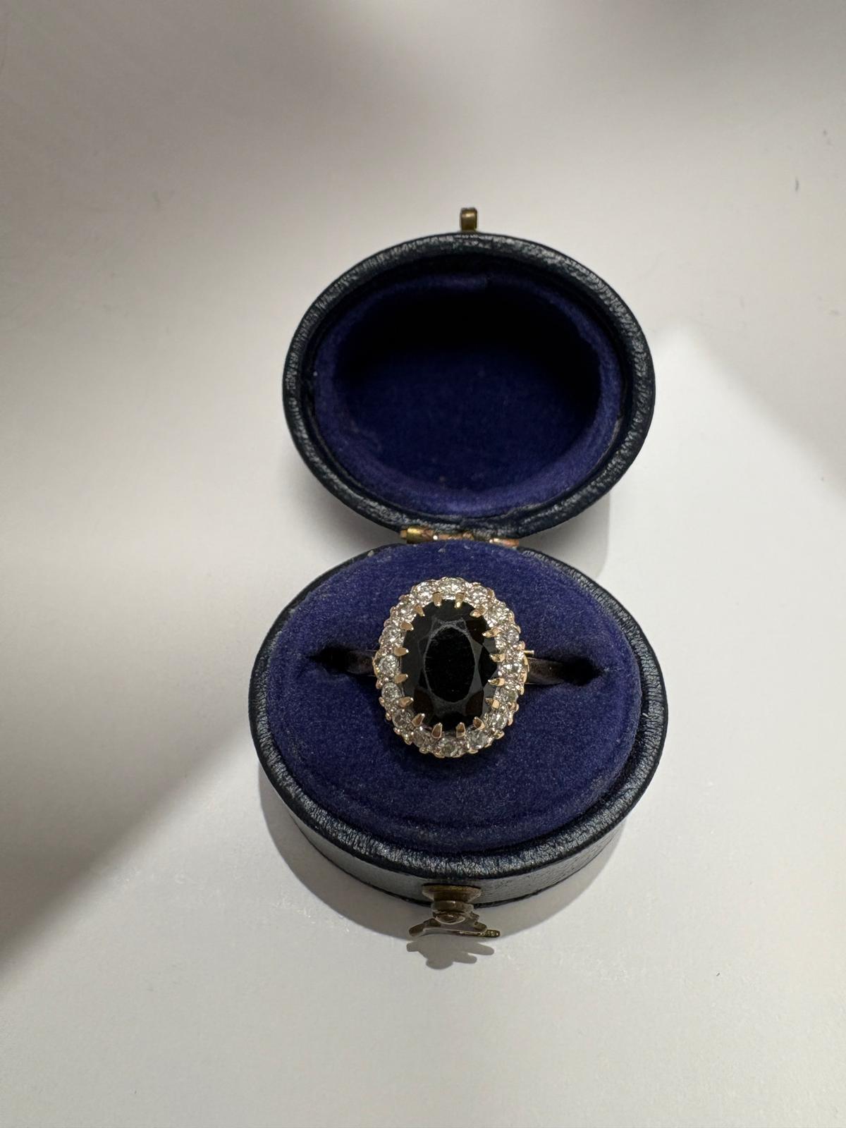 second hand oval sapphire and diamond cluster gold ring harrogate fogal and barnes 