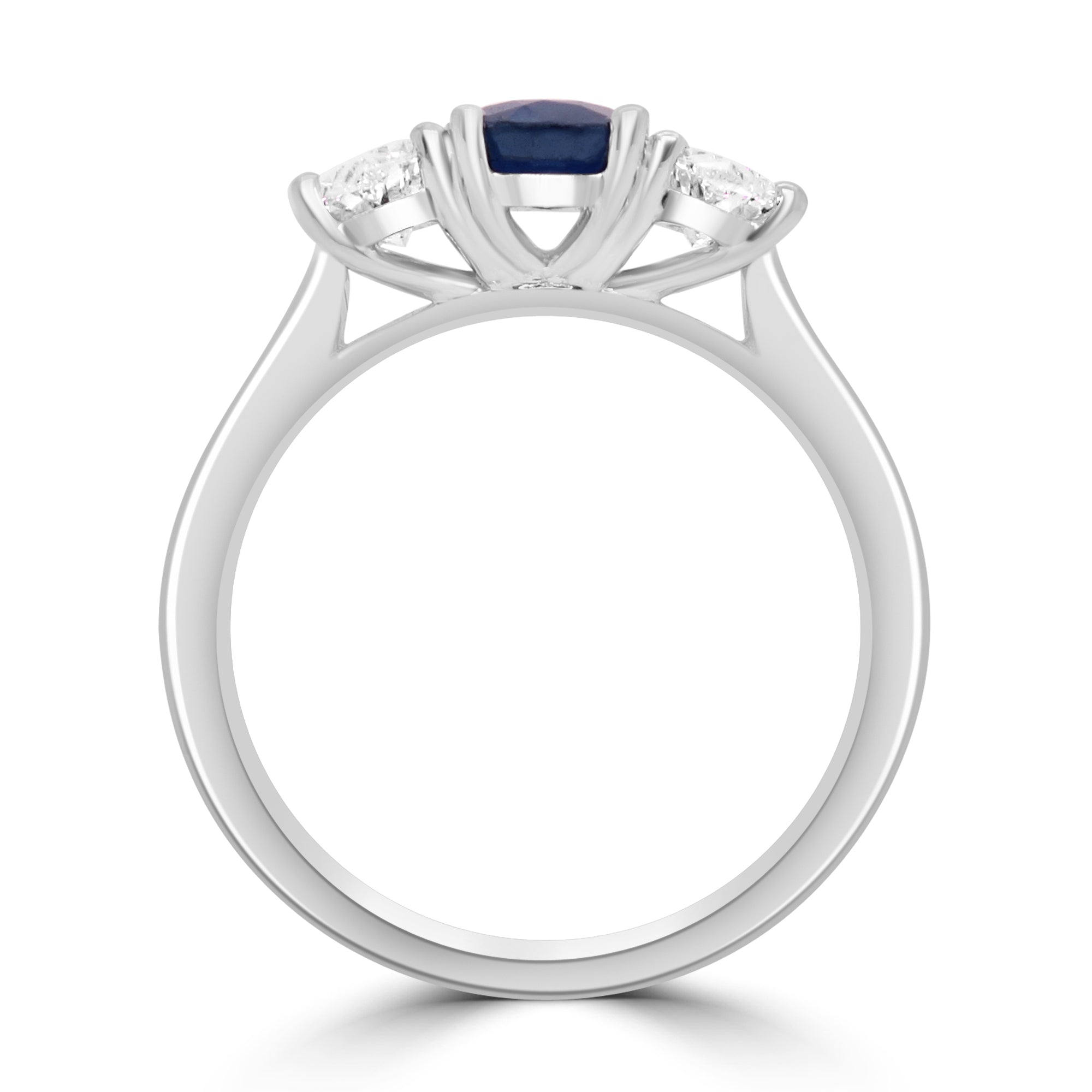 Fogal and Barnes Sapphire oval trilogy Diamond Engagement Ring Gemstones Platinum Harrogate 