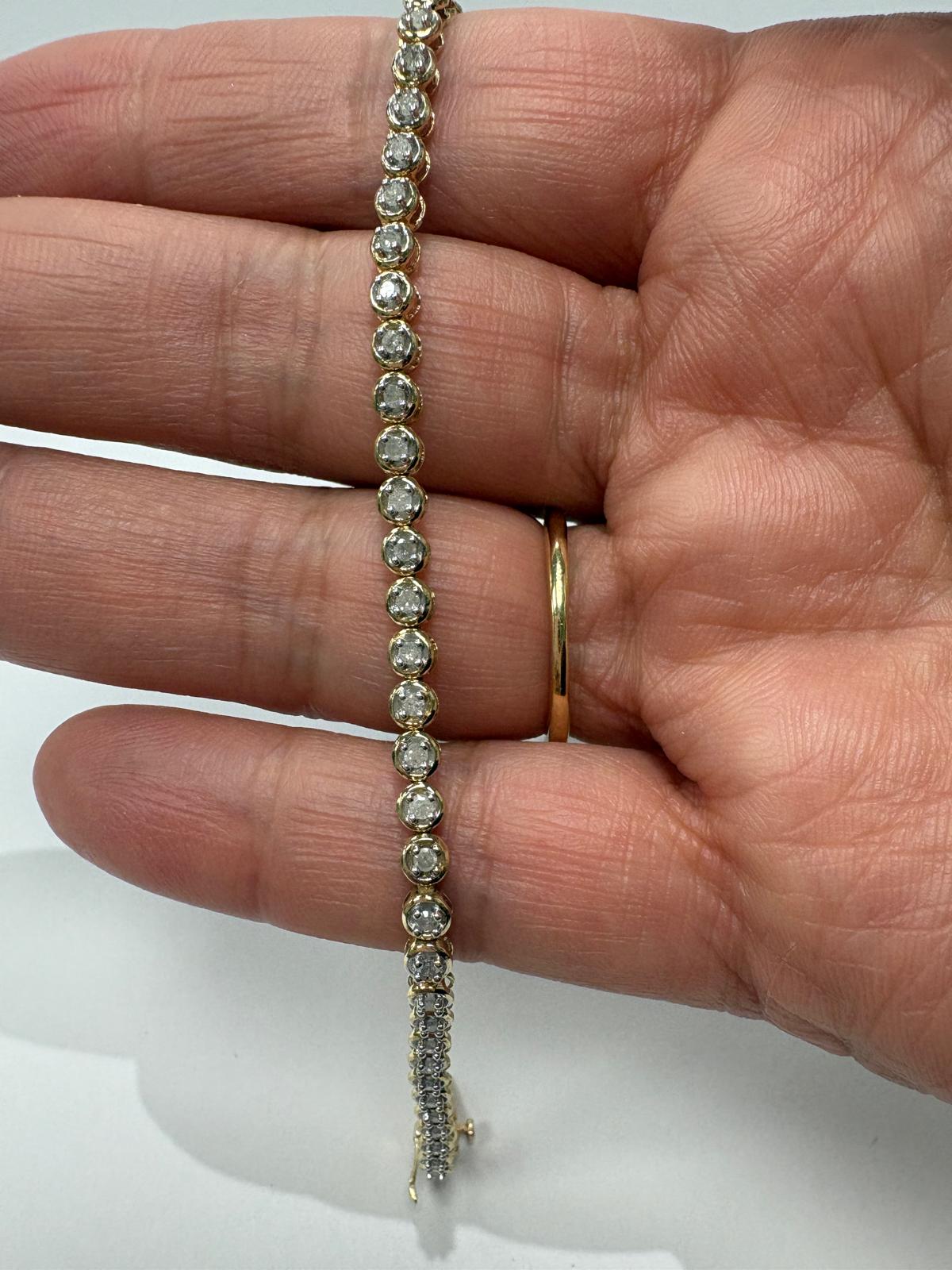 diamond line bracelet, 9ct gold diamond bracelet, tennis bracelet second hand, pre-loved diamond jewellery Harrogate, 1ct diamond bracelet Yorkshire