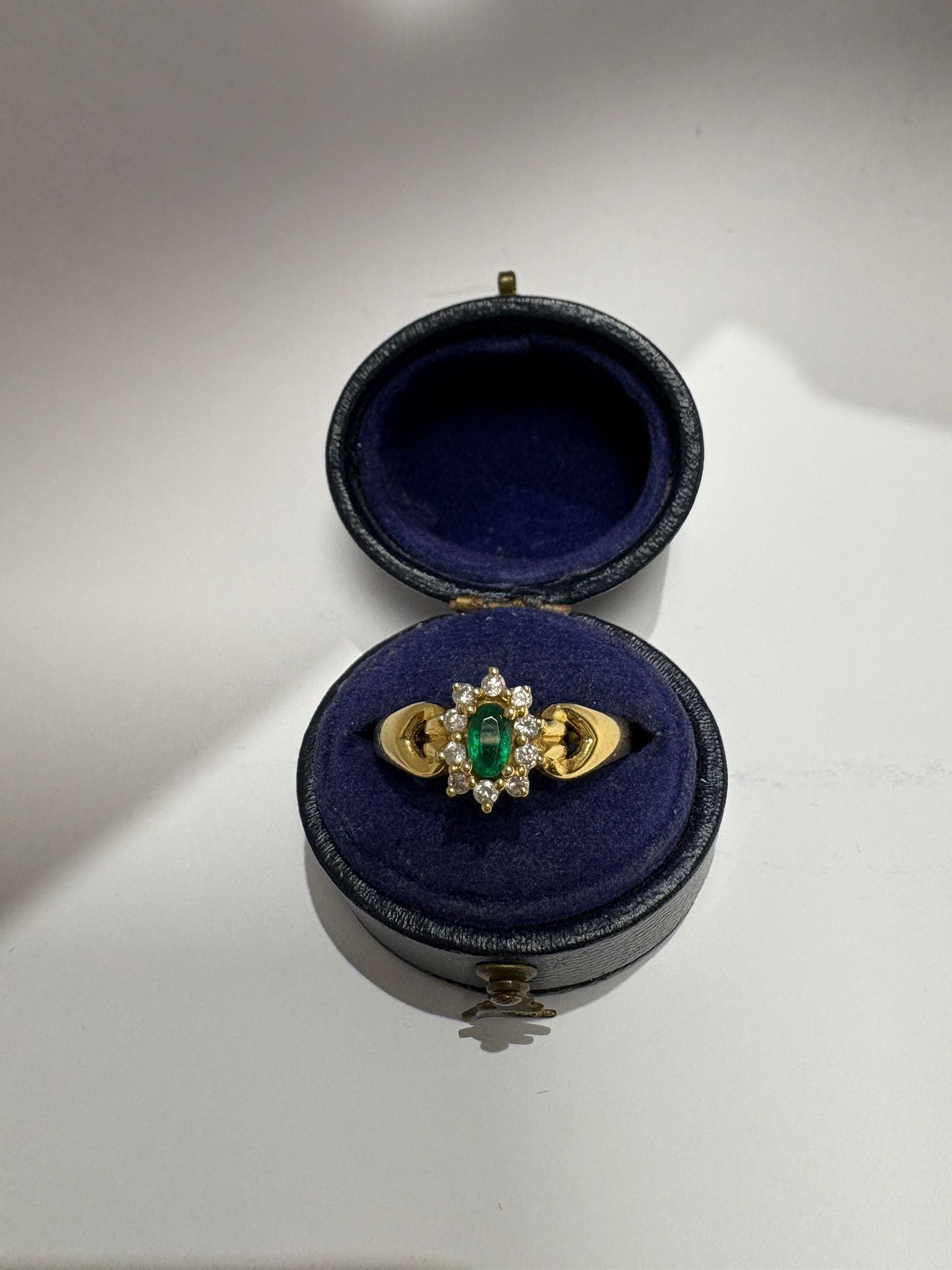 gold diamond and emerald cluster ring second hand fogak and barnes harrogate jewellers