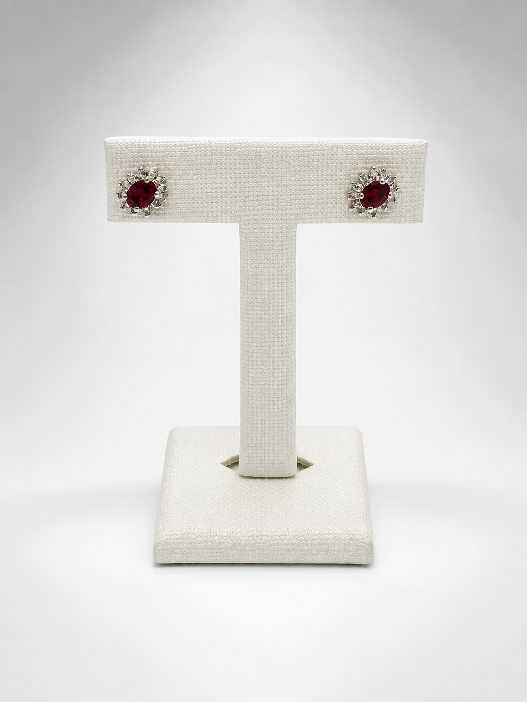 pre-loved ruby earrings, second hand 9ct gold earrings UK, ruby diamond cluster earrings, pre-owned gemstone earrings, everyday stud earrings, second hand fine jewellery UK, ruby stud earrings for sale UK