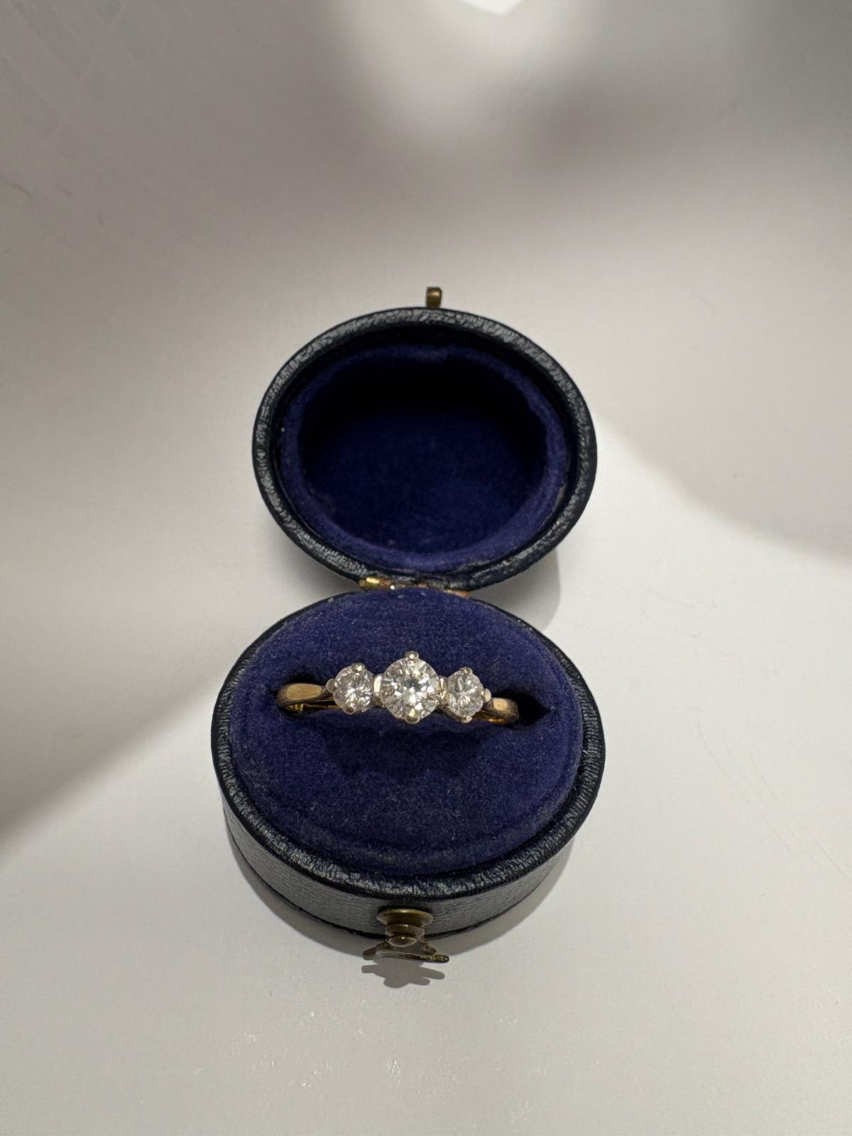 18k yellow gold three stone diamond ring harrogate jewellers