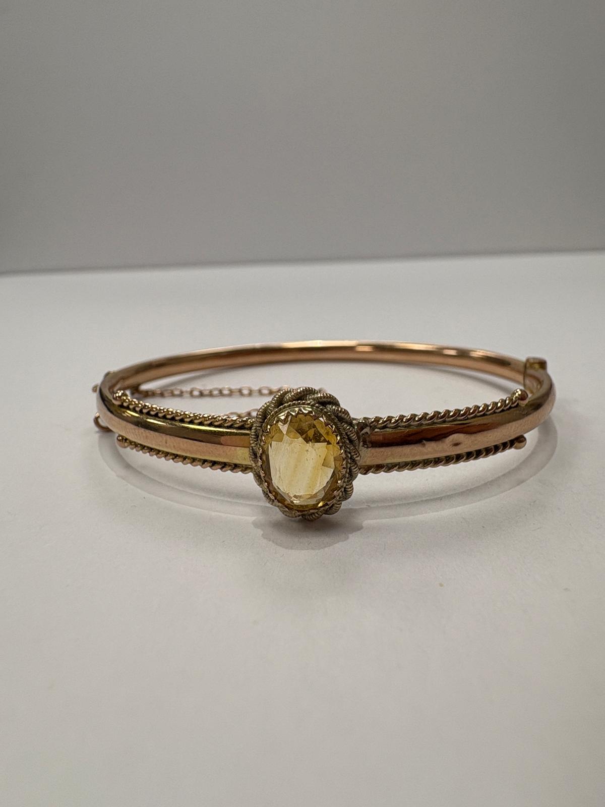 vintage citrine bangle, pre-loved gold bangle, antique 9ct gold bangle Harrogate, vintage jewellery showroom Yorkshire, second hand gold bangle Leeds York, vintage citrine jewellery UK