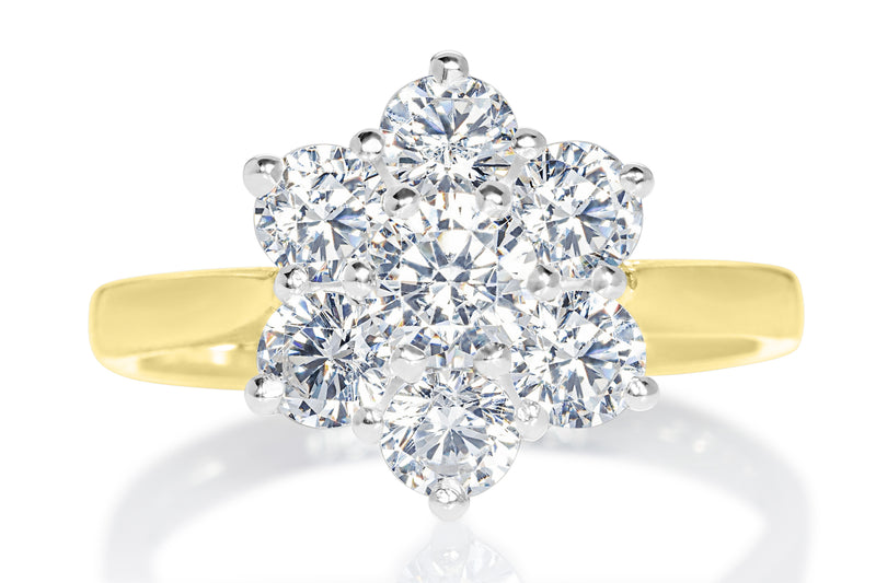 ROUND BRILLIANT DIAMOND FLOWER CLUSTER ENGAGEMENT RING