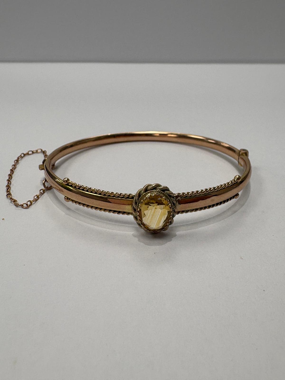 vintage citrine bangle, pre-loved gold bangle, antique 9ct gold bangle Harrogate, vintage jewellery showroom Yorkshire, second hand gold bangle Leeds York, vintage citrine jewellery UK