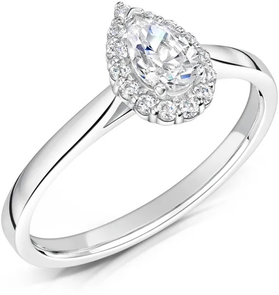 PEAR CUT DIAMOND  HALO ENGAGEMENT RING