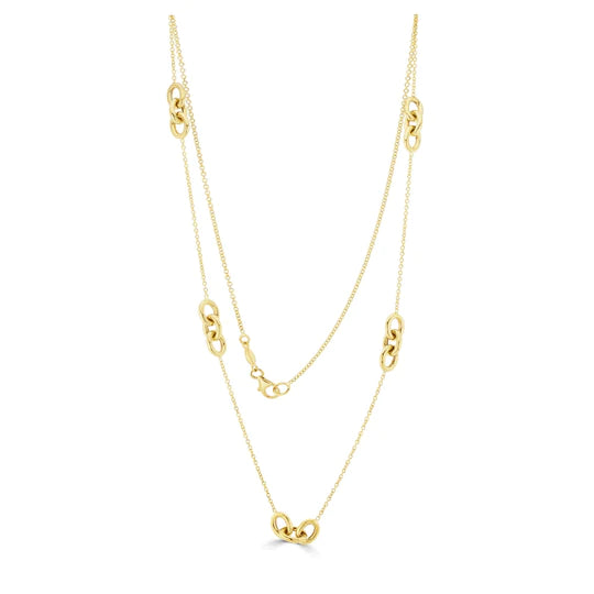 YELLOW GOLD OVAL LINKS AND CHAIN NECKLACE