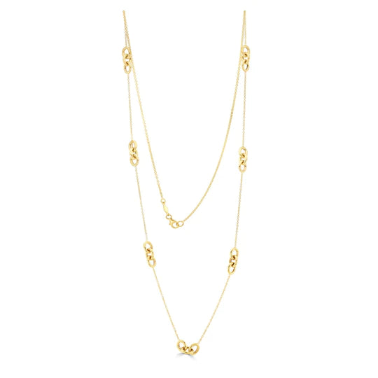 YELLOW GOLD OVAL LINKS AND CHAIN NECKLACE