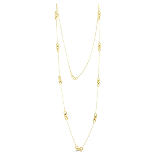 YELLOW GOLD OVAL LINKS AND CHAIN NECKLACE
