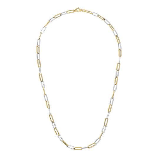 YELLOW AND WHITE GOLD PAPERCHAIN  NECKLACE