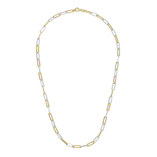 9CT YELLOW AND WHITE GOLD PAPERCHAIN  NECKLACE