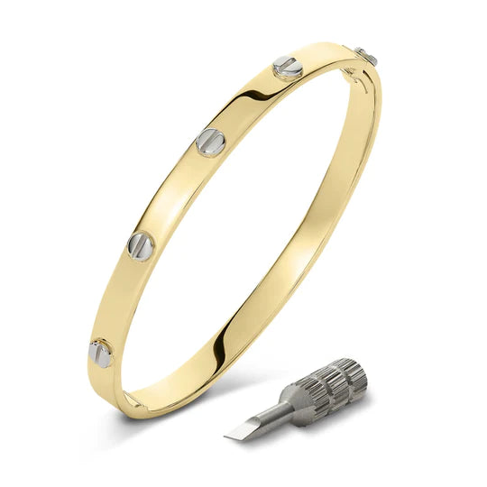 SOLID GOLD SCREW BANGLE
