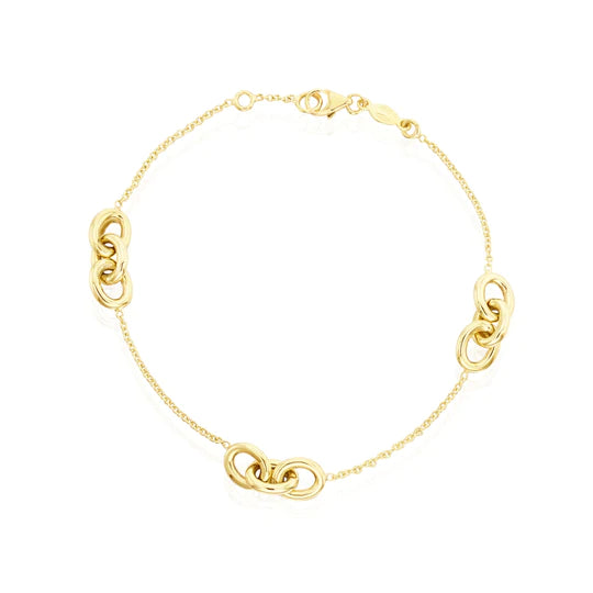 YELLOW GOLD OVAL LINKS DESIGN AND CHAIN BRACELET