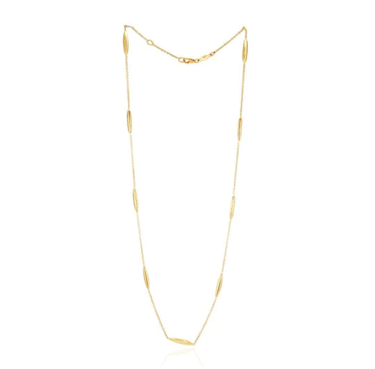YELLOW GOLD MARQUISE AND CHAIN NECKLACE 18 INCH