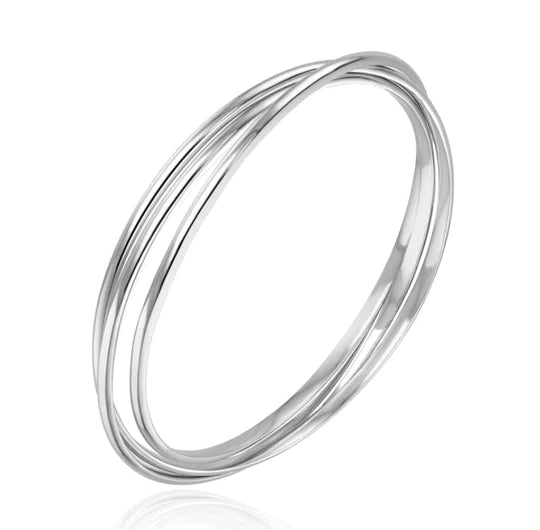 SOLID WHITE GOLD  RUSSIAN BANGLE