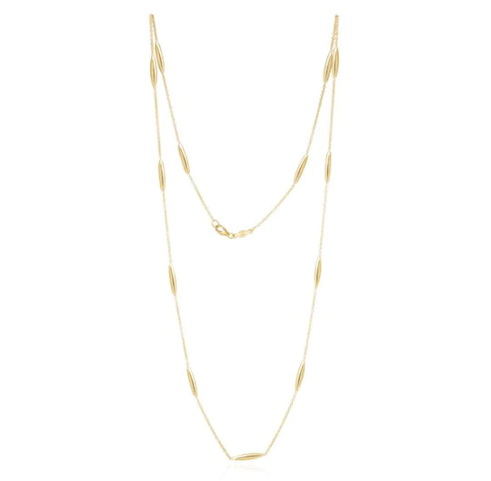 YELLOW GOLD MARQUISE  AND CHAIN NECKLACE 24 INCH