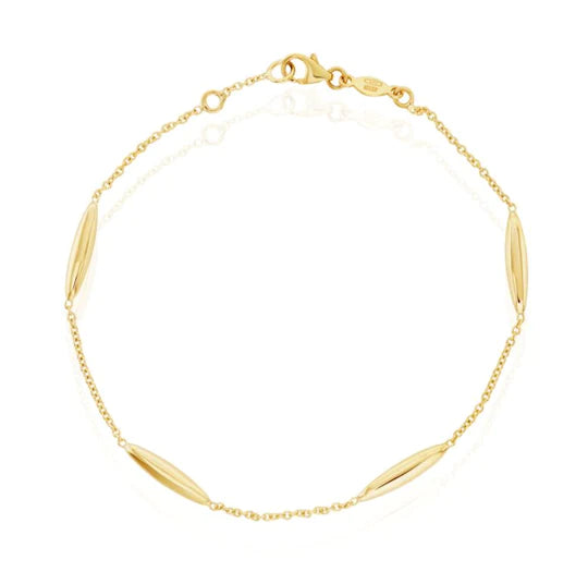 YELLOW GOLD MARQUISE AND CHAIN BRACELET