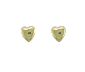 YELLOW 9 CARAT GOLD HEART STUD EARRINGS