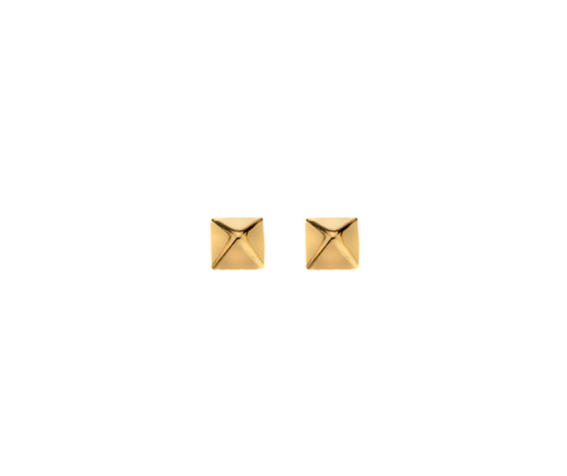 YELLOW 9 CARAT GOLD PYRAMID STUD EARRINGS