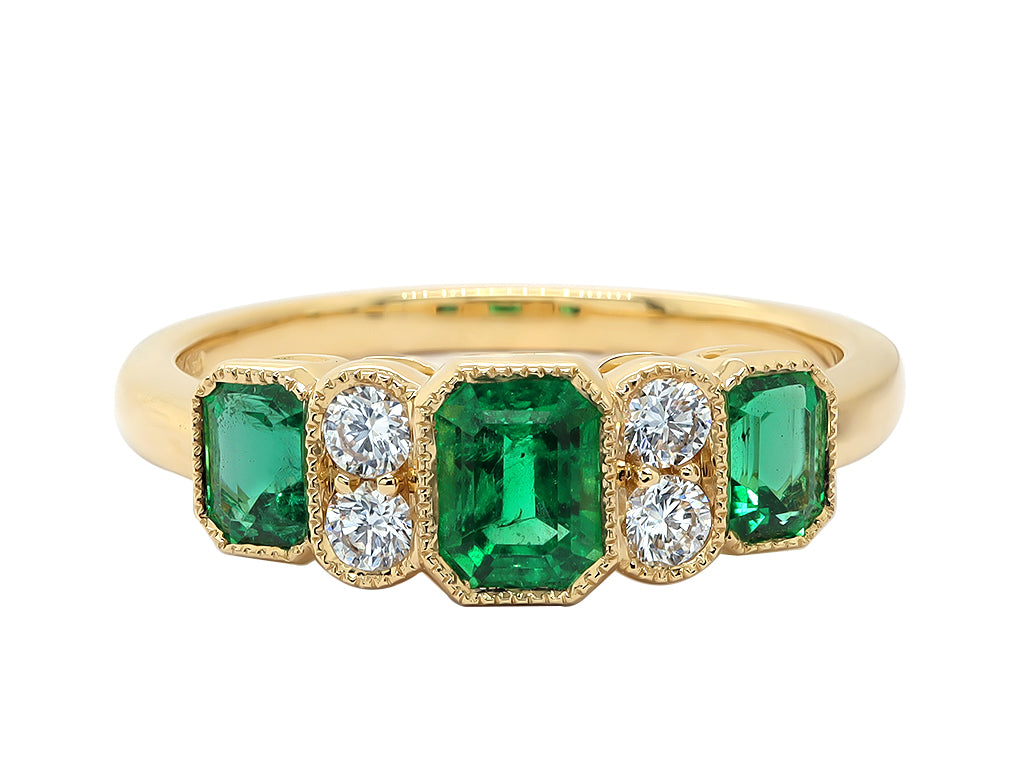 Emerald and Diamond Dress ring  emerald cut Yellow gold Harrogate Jewellers Fogal and Barnes