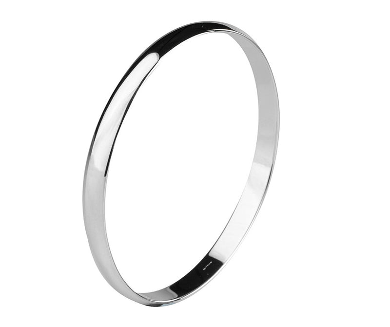 WHITE GOLD "D" SHAPED BANGLE