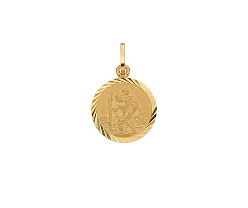 YELLOW GOLD CIRCULAR ST CHRISTOPHER